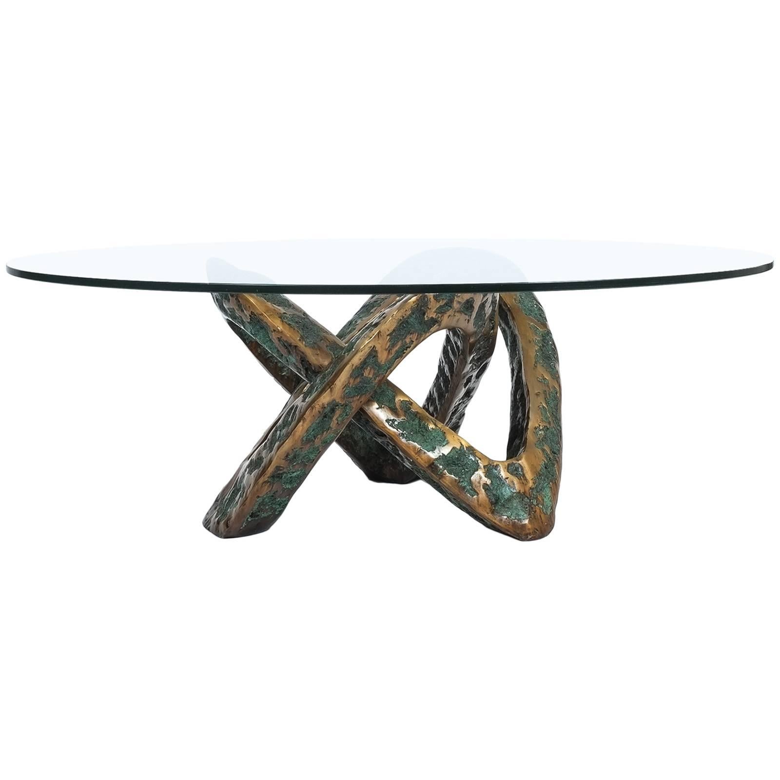 Sculptural Brutalist Mobius Bronze Table Mid Century