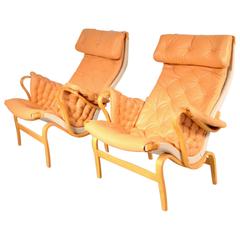 Pair of "Pernilla" Easy Chairs by Bruno Mathsson for DUX, Sweden, circa 1970