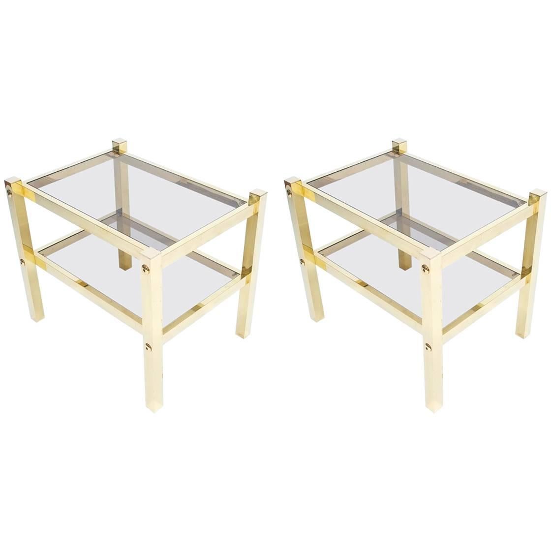 Pair of Brass End Tables, circa 1960