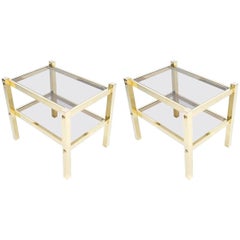 Retro Pair of Brass End Tables, circa 1960