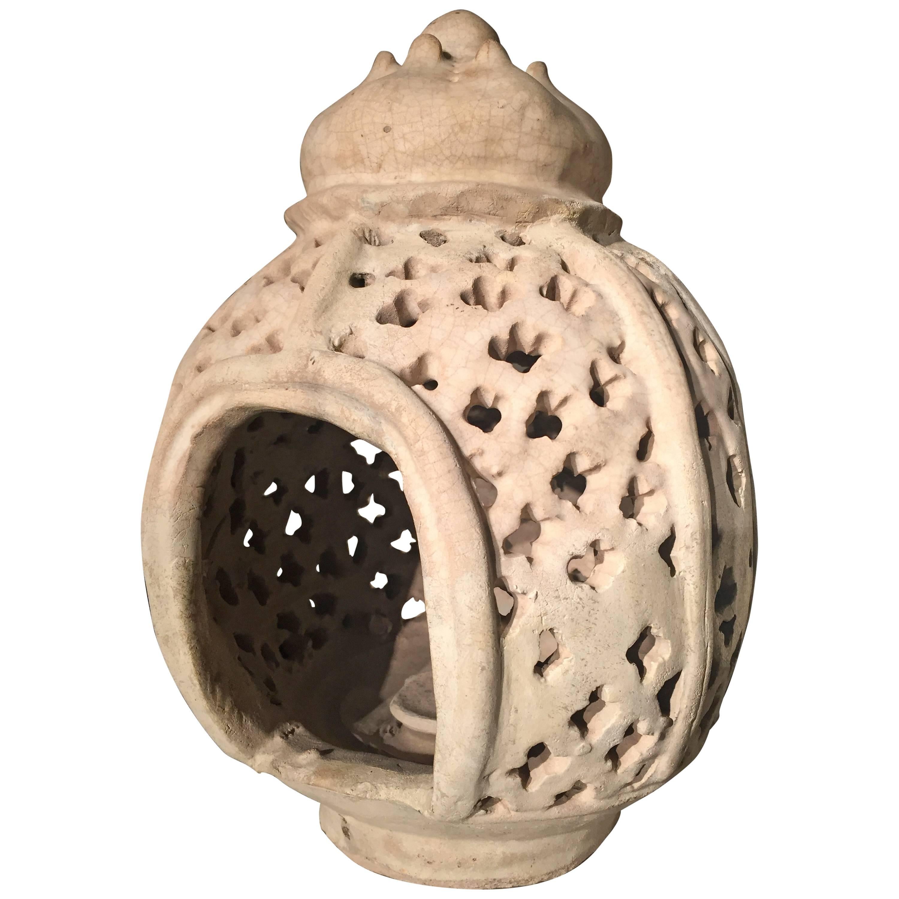 Ceramic Candle-Essence Burner, White, Thailand, 15th Century For Sale