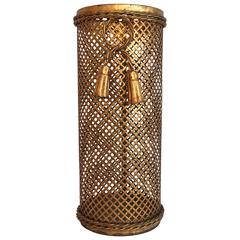 1950s French Gilt Metal Paper Bin or Umbrella Stand
