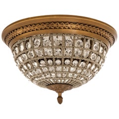 Arabesque Ceiling Lamp Polished Vintage Brass and Crystal Glass