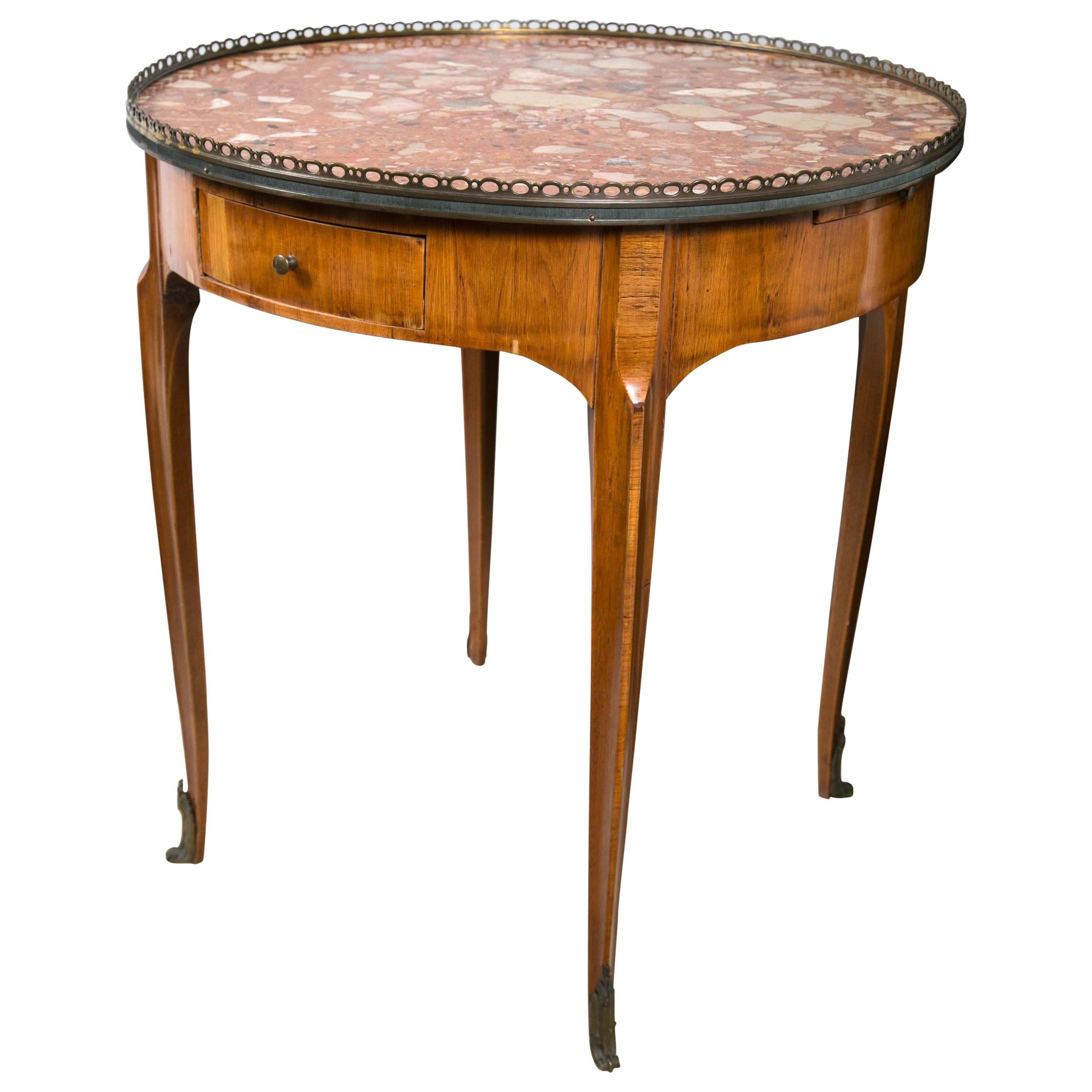 Marble-Topped Galleried Gueridon Table For Sale
