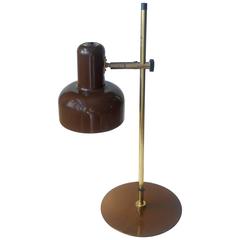 Jo Hammerborg 'Peanut' Chocolate Brown and Brass Table Lamp Fog & Mørup, 1970s 4
