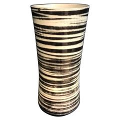 Contemporary 2016 Black and White Glazed Vase, One of a Kind, Karen Swami