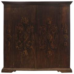 Large Antique Wooden Umbrian Cabinet with Intricately Painted Design 5