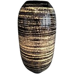 Contemporary 2016, Black and White Glazed Vase, One of a Kind, Karen Swami