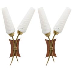 Pair of 1950s Danish Teak Sconces or Wall Lights 9