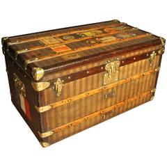 Antique 1880s Striped Louis Vuitton Courrier Steamer Trunk