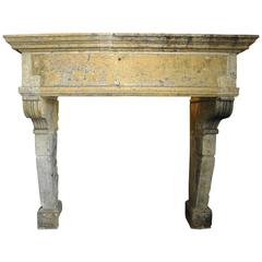 Antique French Large Stone Mantel with Carved Legs