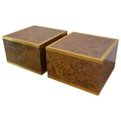 Faux Tortoise Shell and Brass Cube Tables by Lane