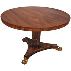 Antique English Regency Rosewood Tilt-Top Table with Gilt Feet Antique English Regency Rosewood Tilt-Top Table with Gilt Feet