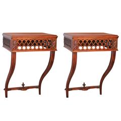 Antique Pair of Mahogany Chippendale Wall-Hung Consoles