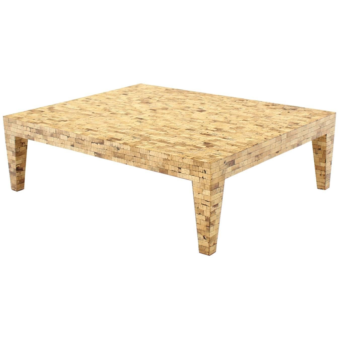 Large Rectangle Faux Egg Shell Coffee Table For Sale