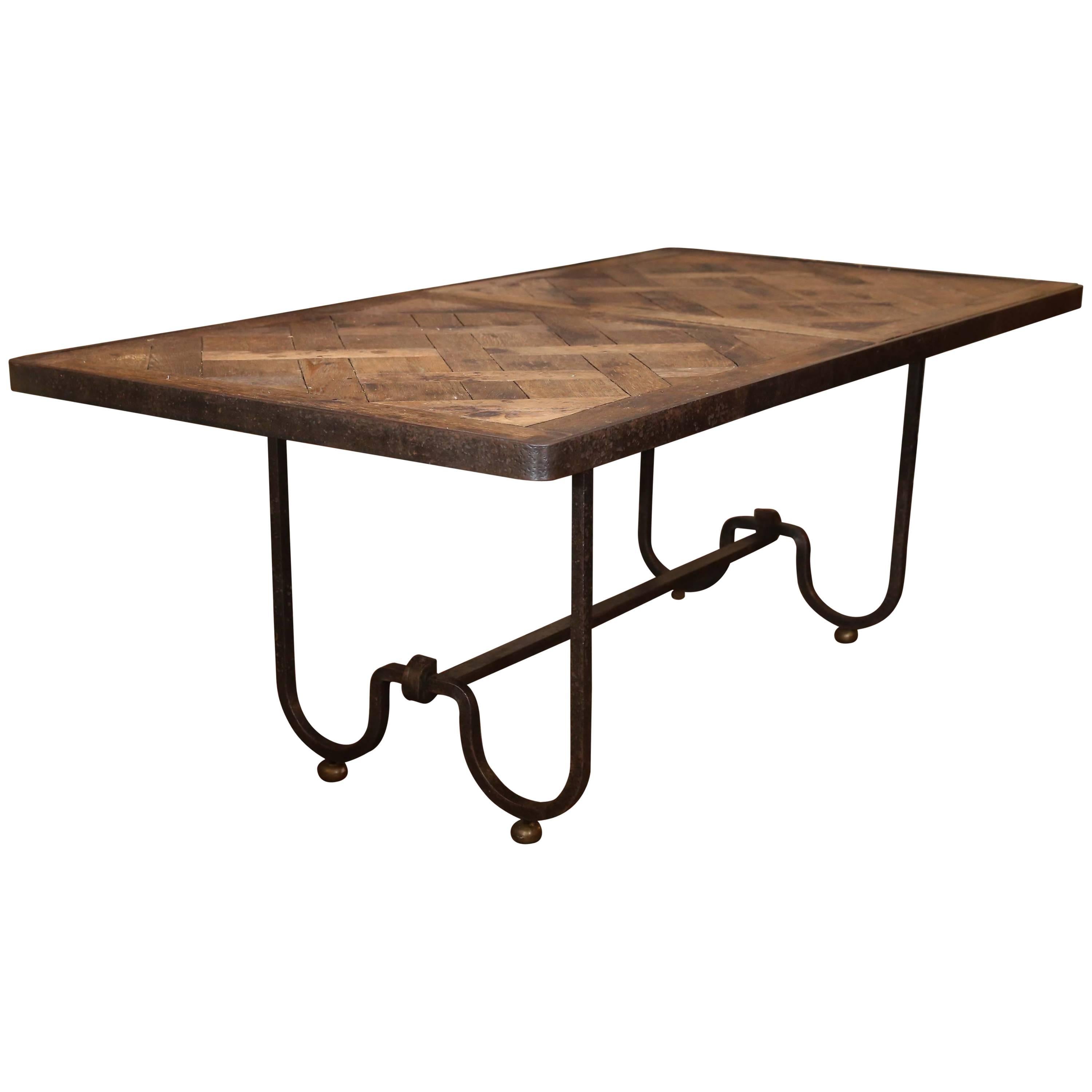 Wrought Iron Table Base with an Inset De Versailes For Sale
