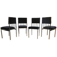 Milo Baughman Style Mid-Century Modern Tubular Chrome Dining Chairs, 1970's
