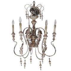Wood and Metal distressed finish Swedish Chandelier