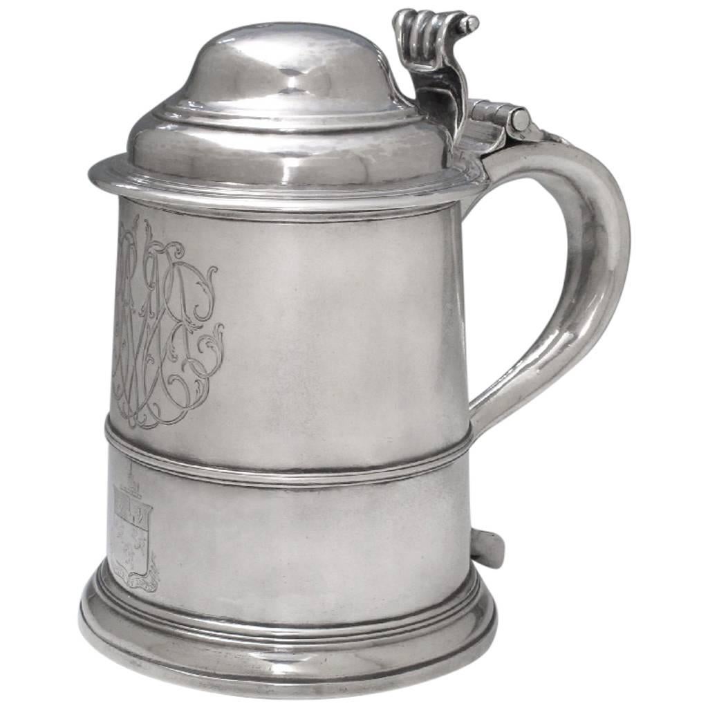 George I Antique English Silver Tankard For Sale