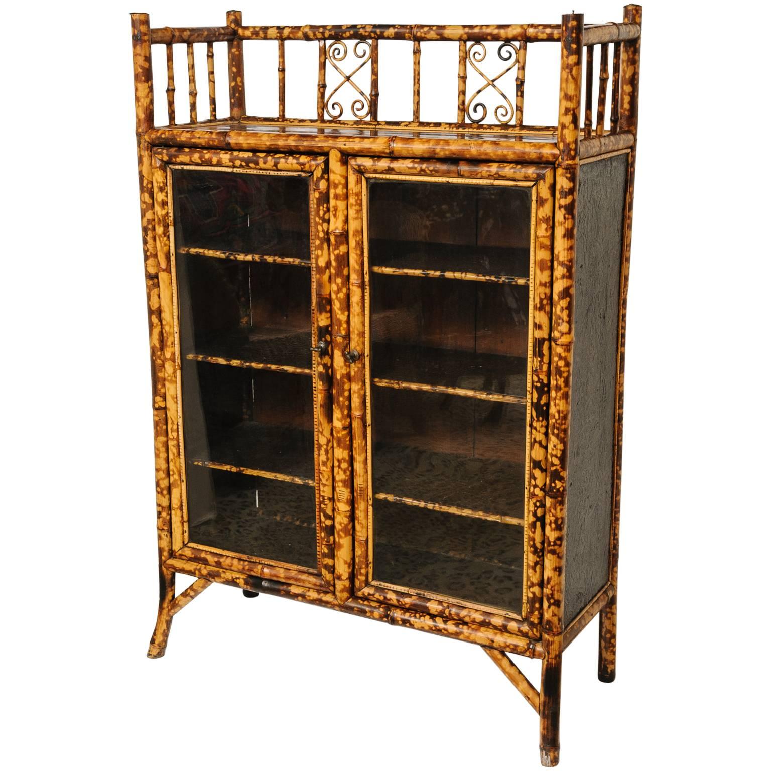 Superb 19th Century English Bamboo Two-Door Cabinet or Bookcase