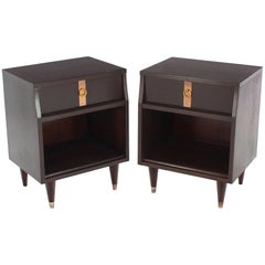 Pair of Ebonized Mid Century Modern Nightstands