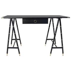 Jacques Adnet 1950's Black Bamboo Desk