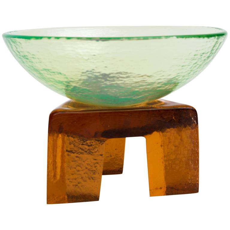 Memphis Style Art Glass Elemental Bowl Sculpture For Sale at 1stdibs