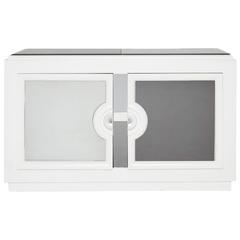 Paul Laszlo Style Lacquered and Mirrored Sideboard Cabinet or Bar 8