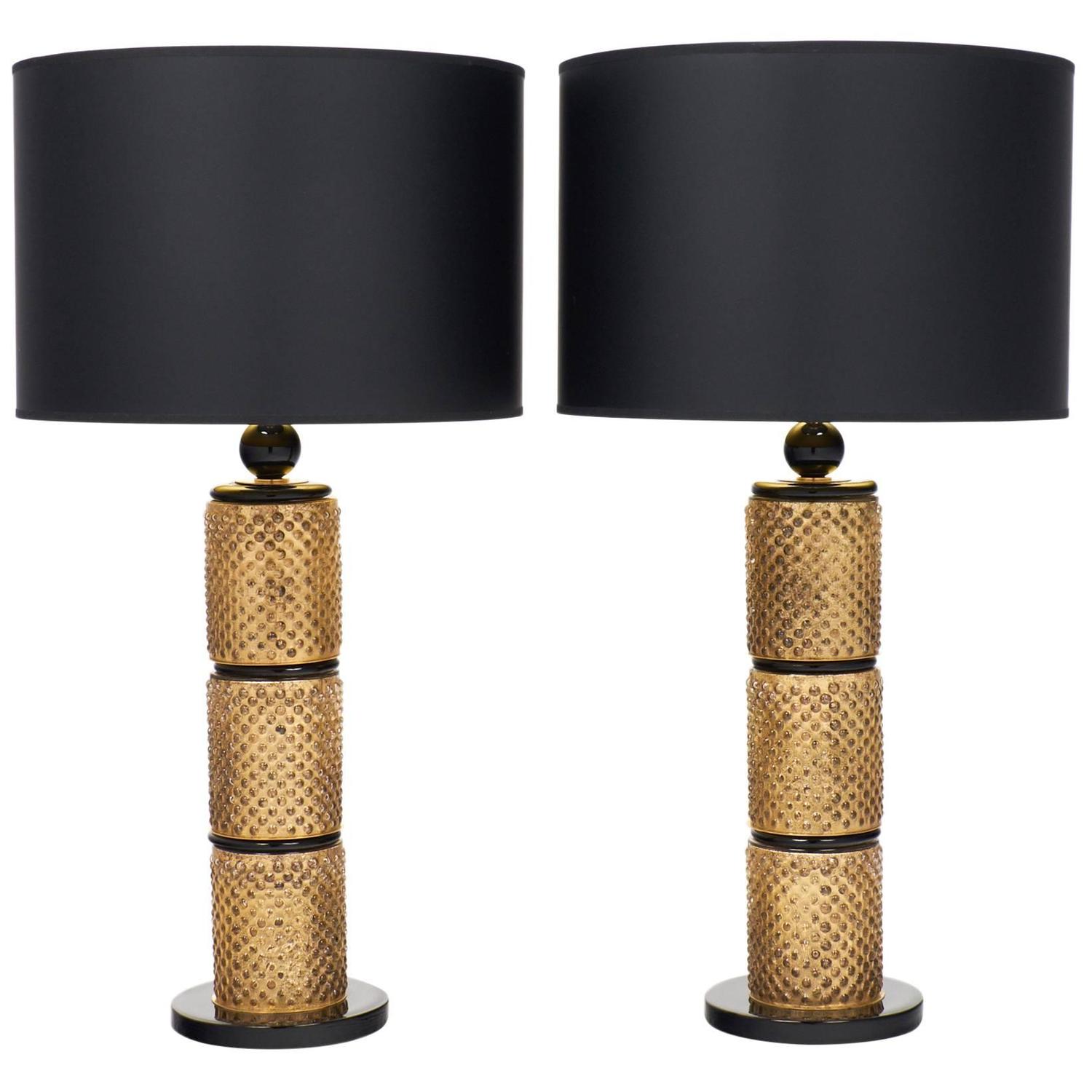 Black Gold Table Lamp / Robert Abbey Large Dolly Black Shade Gold Glaze