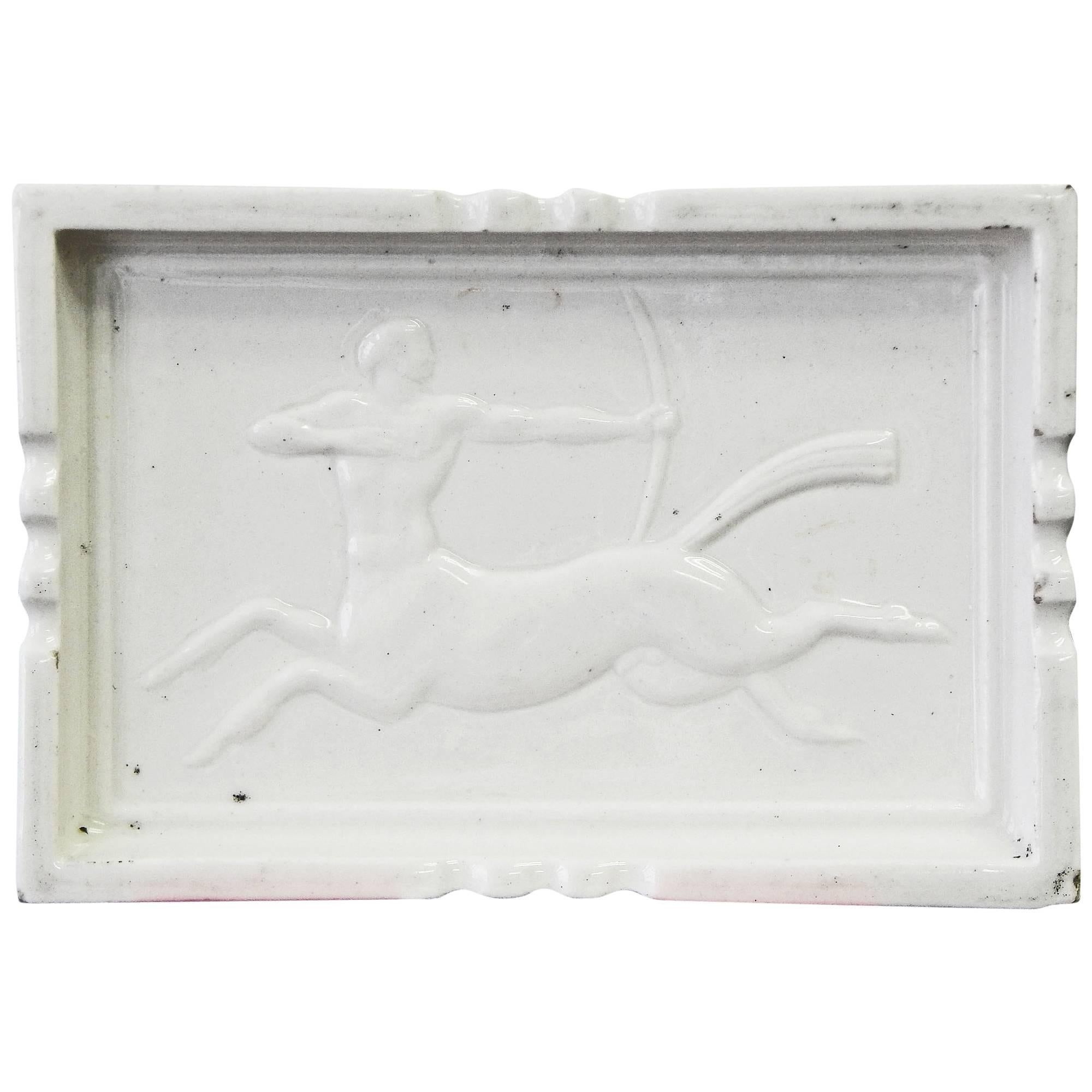 "Centaur with Bow, " Highly Rare Art Deco Dish with Bas Relief by Williams