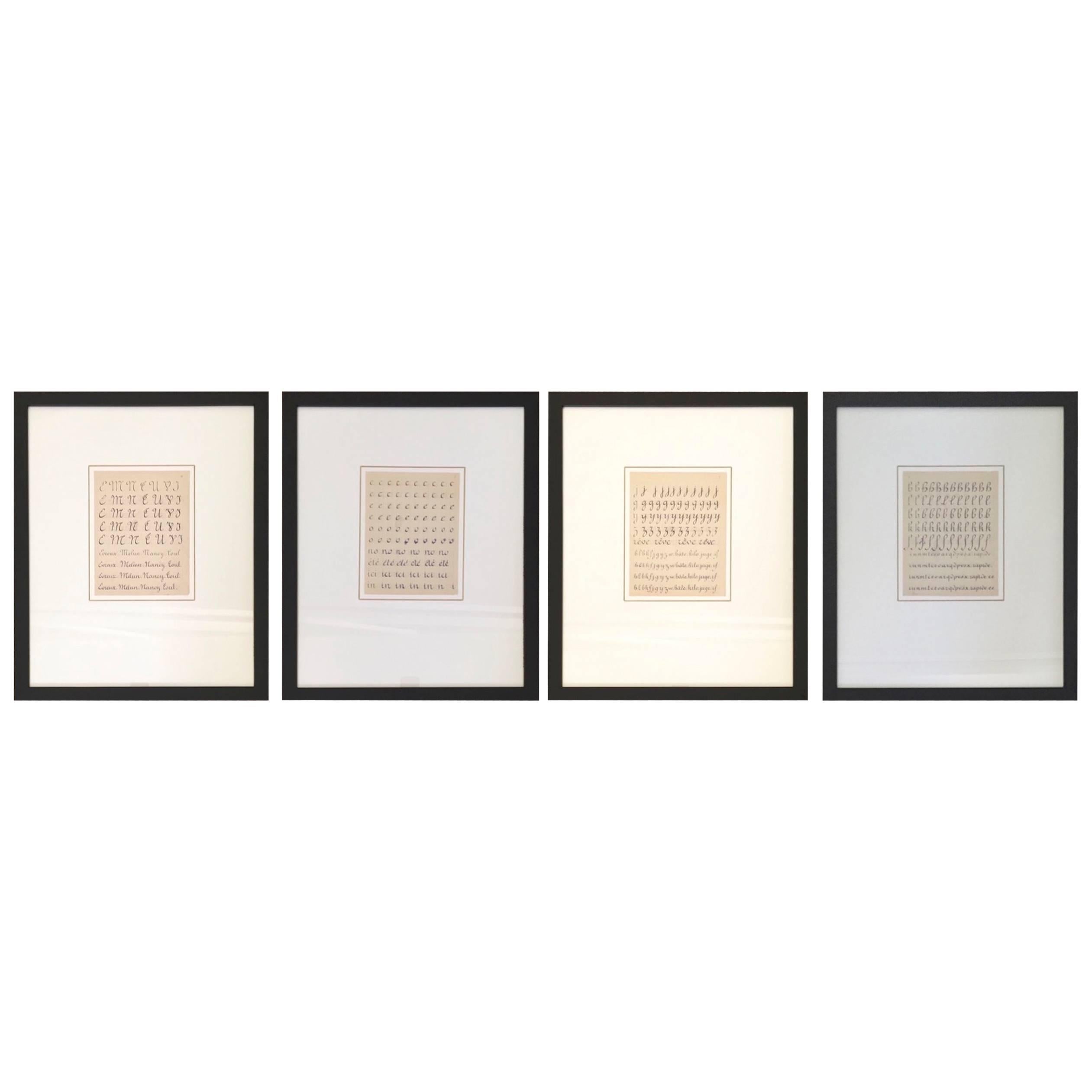 Collection of French Alphabet Lessons in Square Black Frames For Sale