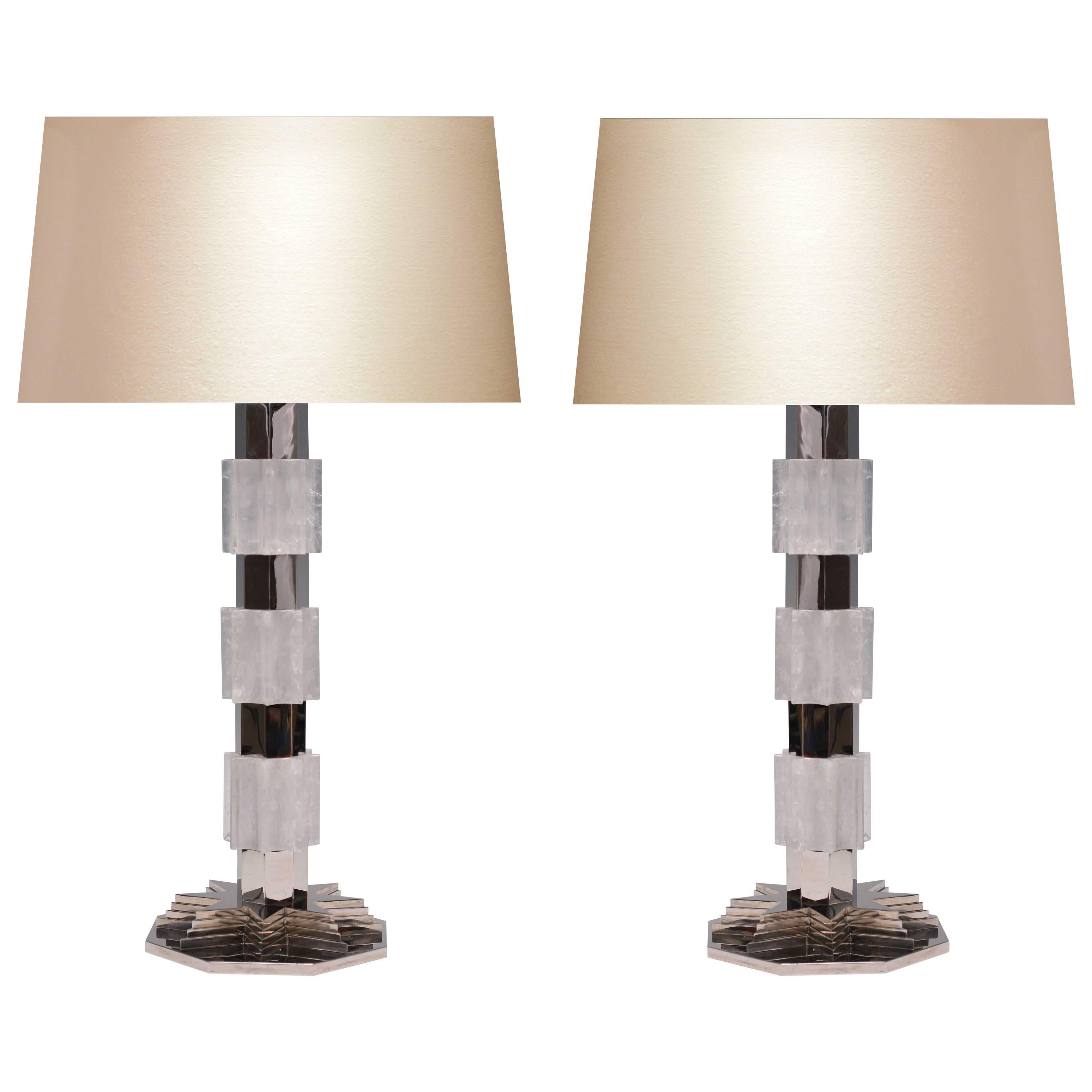 Pair of Metropolitan Rock Crystal Quartz Lamps