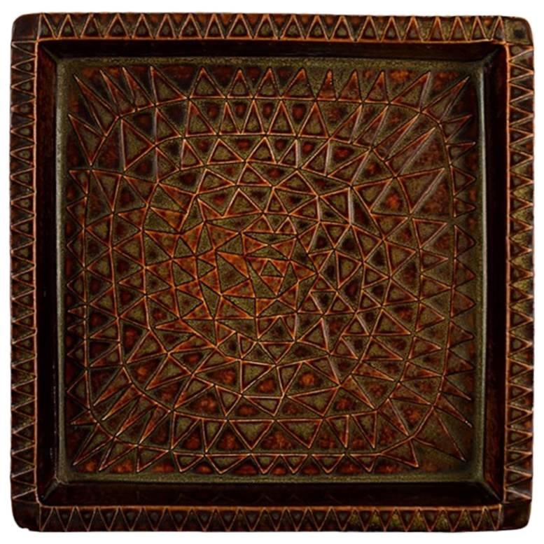 Stig Lindberg, Gustavsberg, Piatto "Domino" in ceramica, anni '50