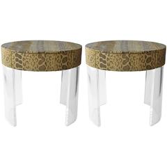 Pair of Python Covered Side Tables