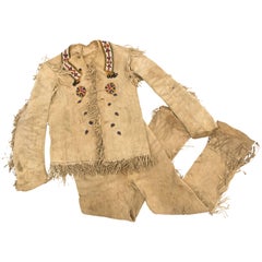 Antique Native American Beaded Hide Outfit, Ute, circa 1900