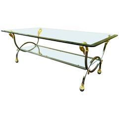 Maison Jansen Two Tiers Neoclassic Bronze and Steel Coffee Table 8