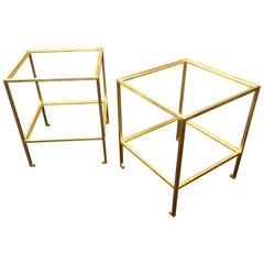Maison Ramsay Pair of Gold Leaf Wrought Iron Two-Tier Coffee Tables 5