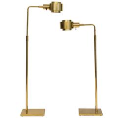 Koch & Lowy Brass Circular Shade Floor Lamps