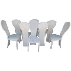 Set of Seven Pietro Constantini Italian White Lacquer Dining Chairs