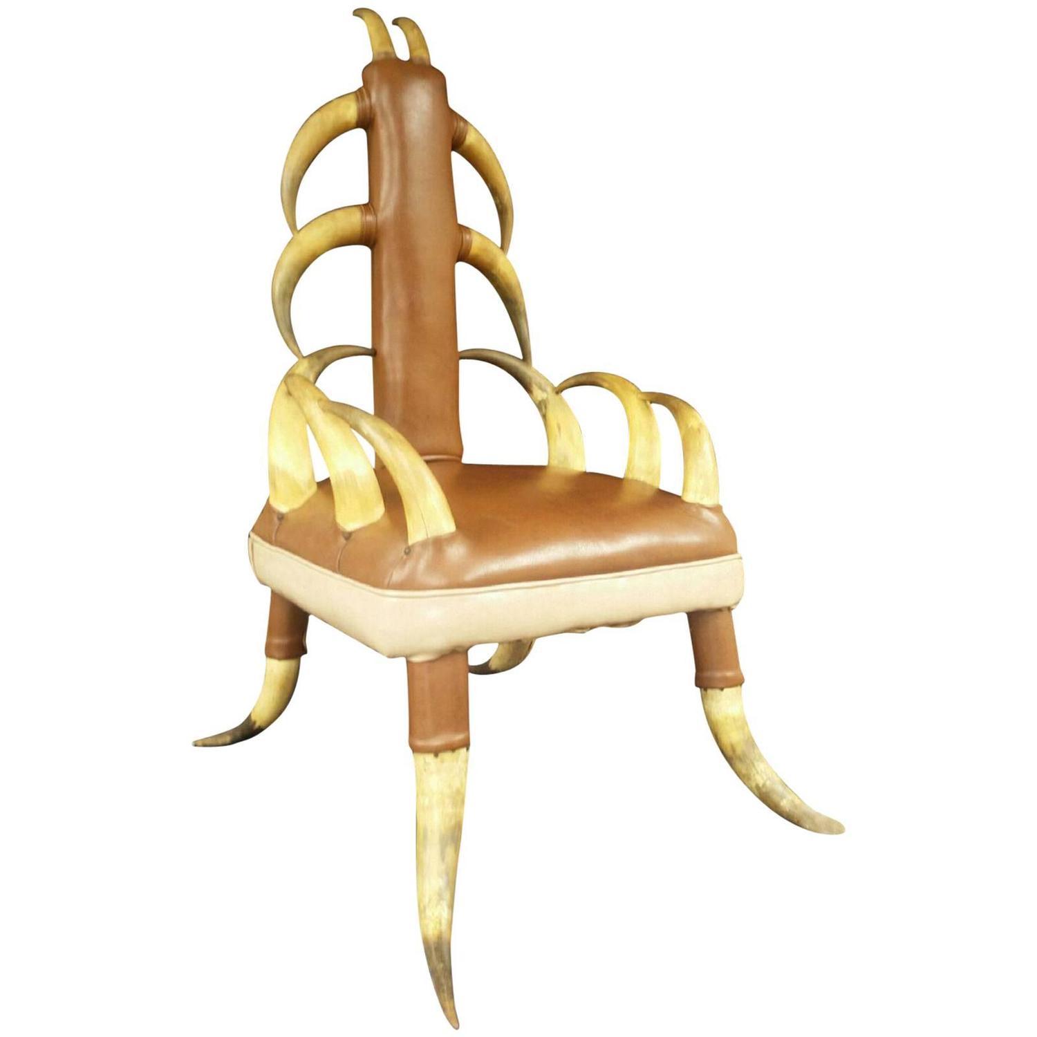Vintage Steer Horn Parlor Chair For Sale at 1stdibs