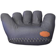 Vintage Joe Baseball Glove Lounge Chair in Denim