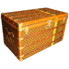 1930s Large Louis Vuitton Monogram Stenciled Courier Steamer Trunk