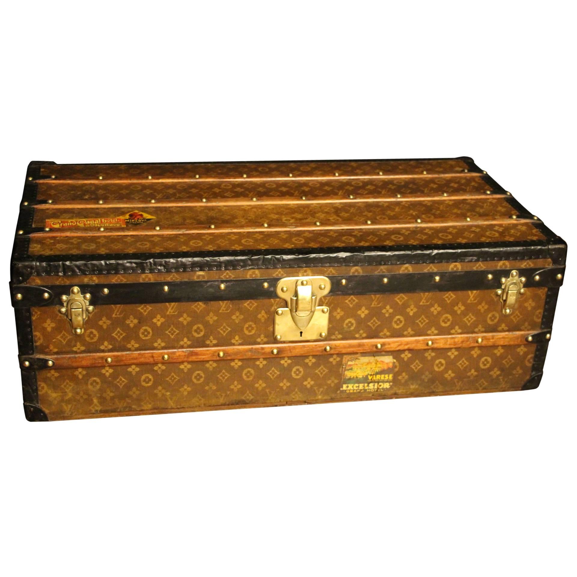 1890s Louis Vuitton Tisse Monogram Steamer Trunk, Malle Louis Vuitton