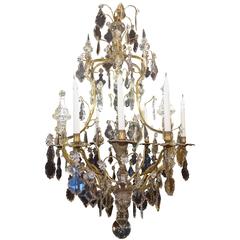French Late 18th Century Bronze and Hand-Cut Crystal Chandelier, circa 1800