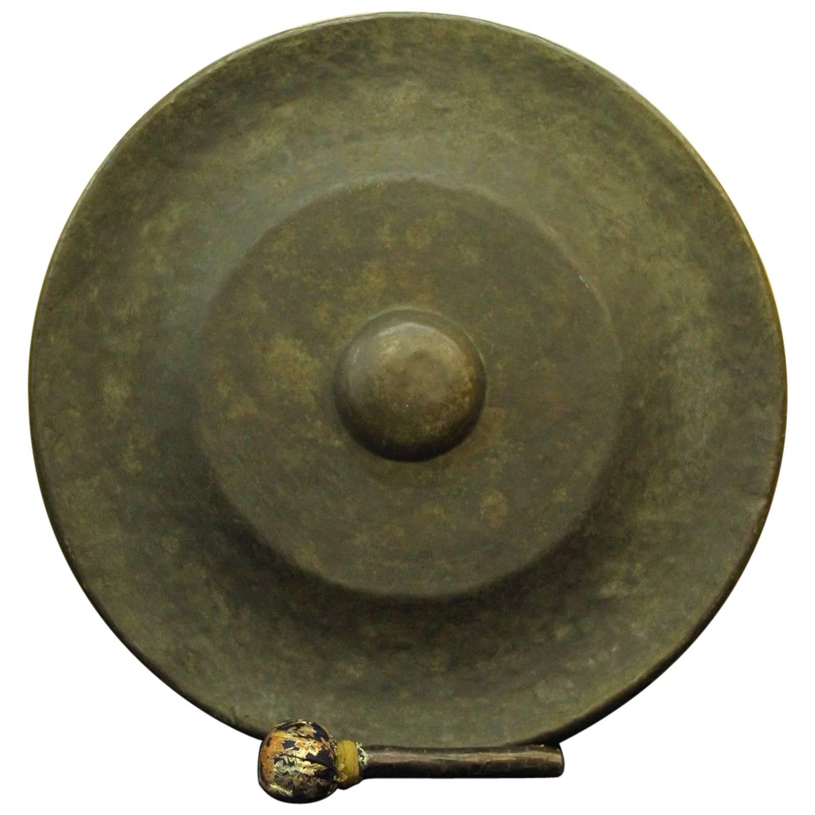 Japanese Big Antique Hand cast Bronze Garden Gong Soothing Deep Sound