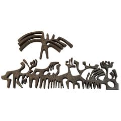 Large 1970s Metal Wall Sculpture, Signed