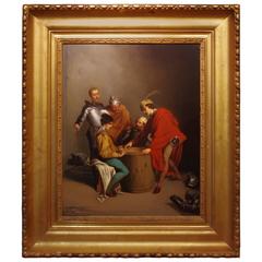 Soldiers Playing Dice, Oil on Panel, France, 19th Century
