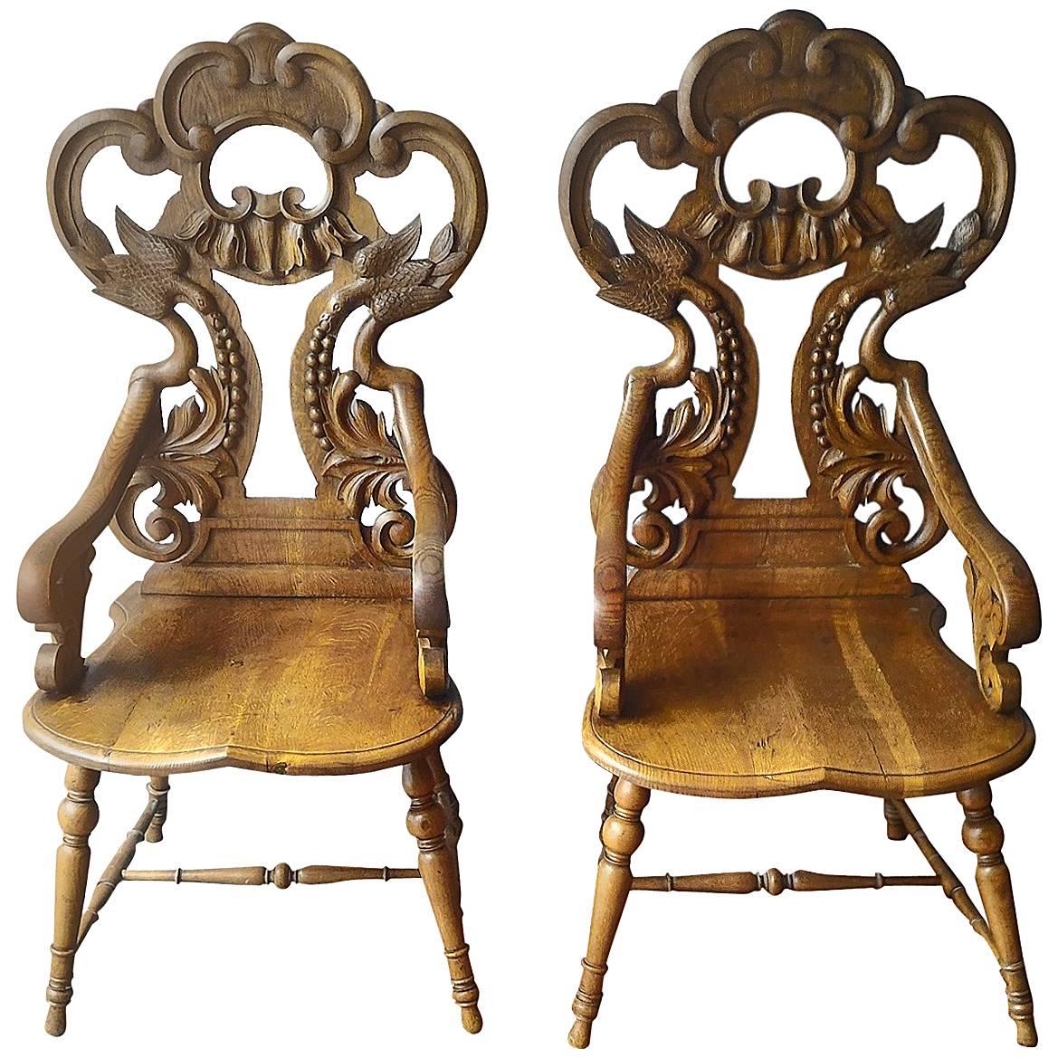 19th Century Baroque Revival Carved Wood Chairs
