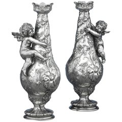Antique Silvered Bronze Vases