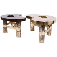 Coffee Table Beann, Etched Brass and Fractal Resin, Designed by Arriau